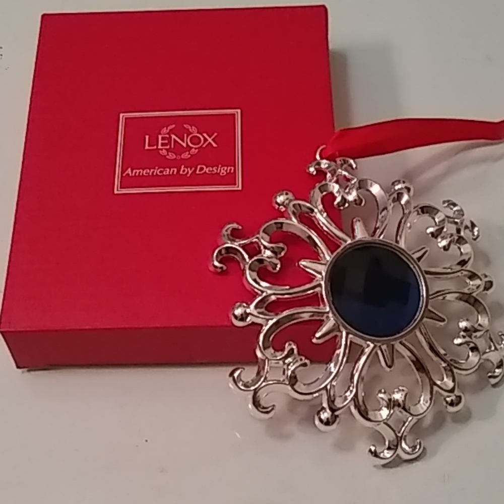 LENOX "BEJEWELED" snowflake silver plate ornament